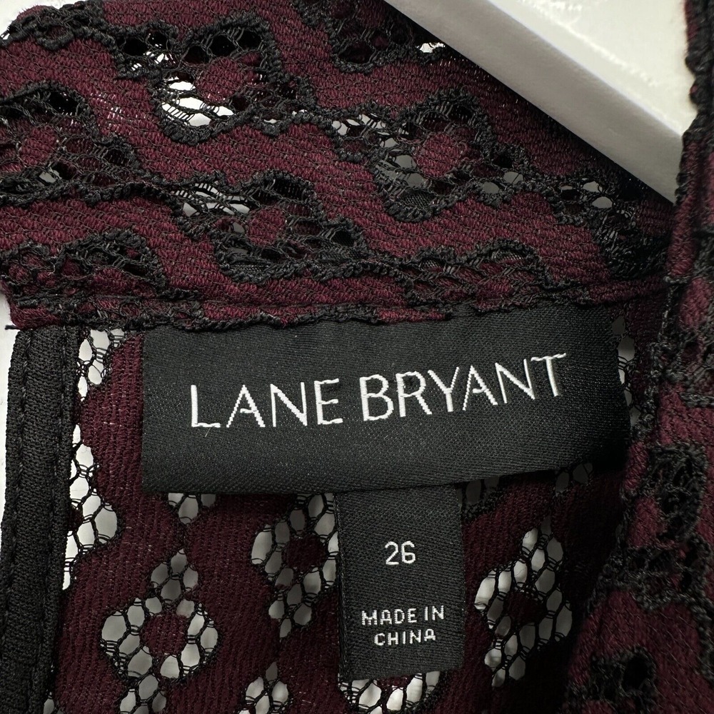 Lane Bryant Tunic Top Shirt Size 26 Sheer Long Bell Sleeves Floral Lace Blouse - Picture 12 of 15